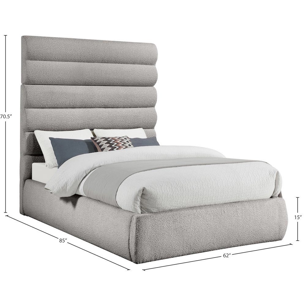Adam Taupe Boucle Fabric Full Bed. Picture 8