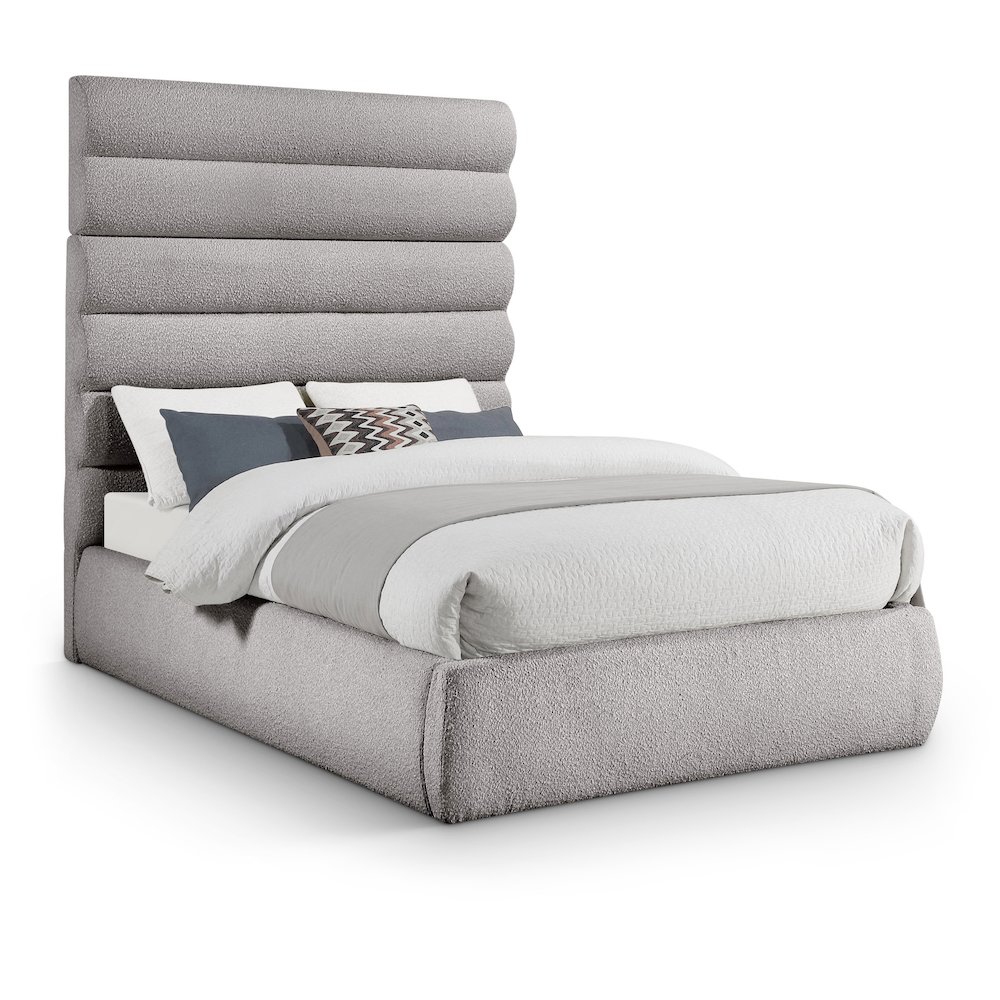 Adam Taupe Boucle Fabric Full Bed. Picture 1