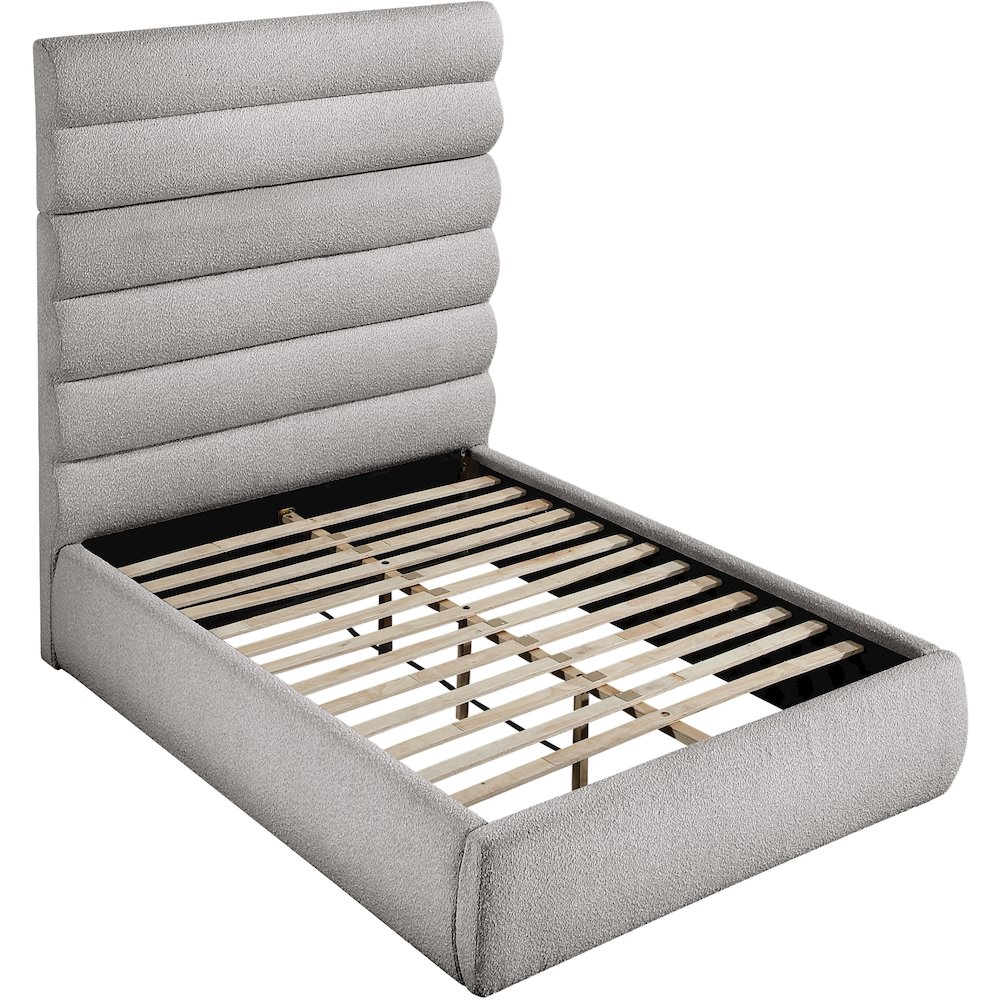 Adam Taupe Boucle Fabric Full Bed. Picture 5