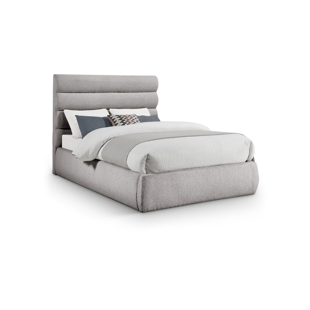Adam Taupe Boucle Fabric Full Bed. Picture 1