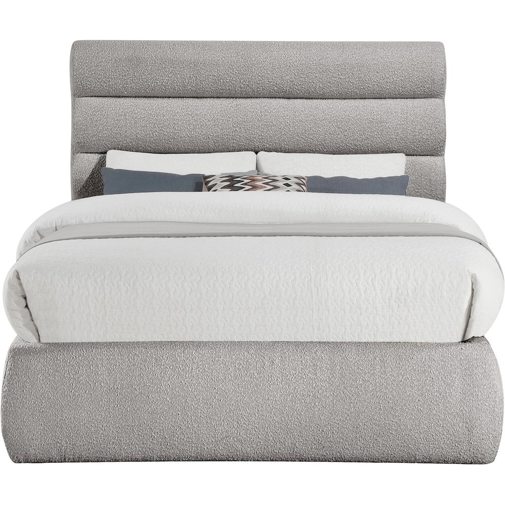 Adam Taupe Boucle Fabric Full Bed. Picture 2