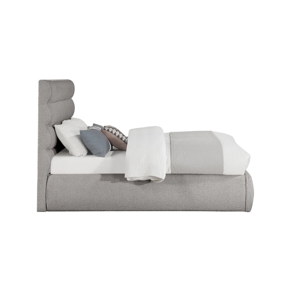 Adam Taupe Boucle Fabric Full Bed. Picture 3
