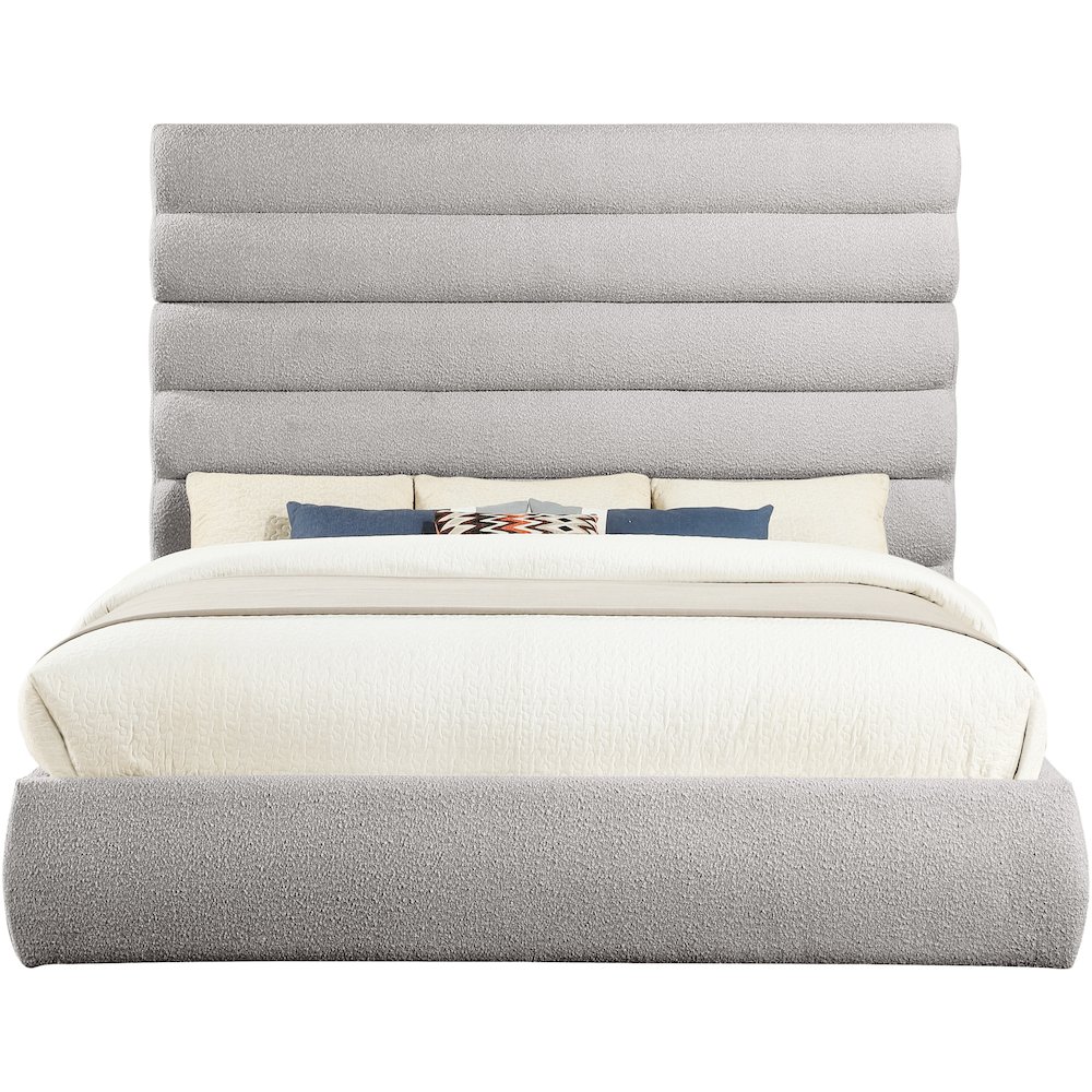 Adam Taupe Boucle Fabric King Bed. Picture 2