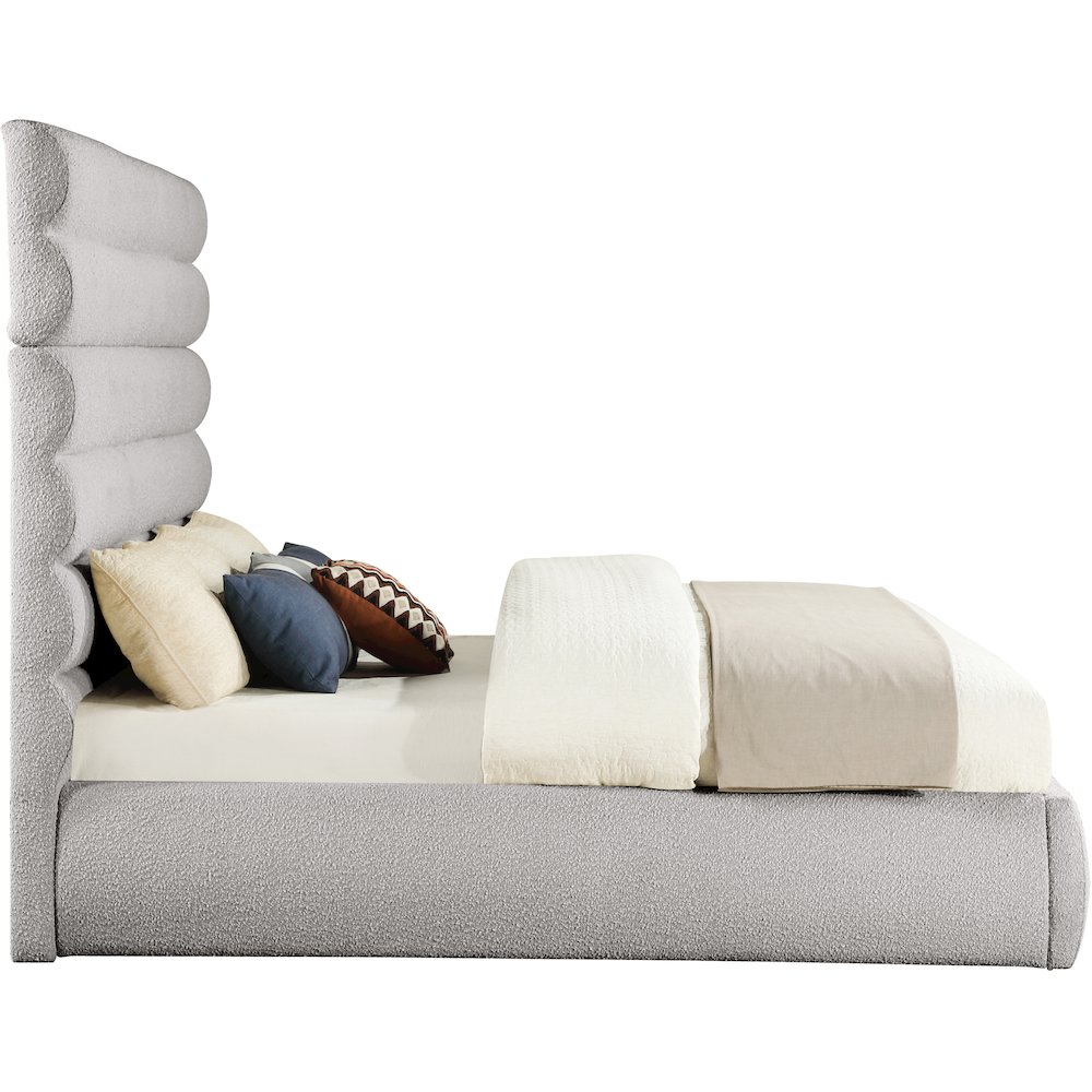 Adam Taupe Boucle Fabric King Bed. Picture 3