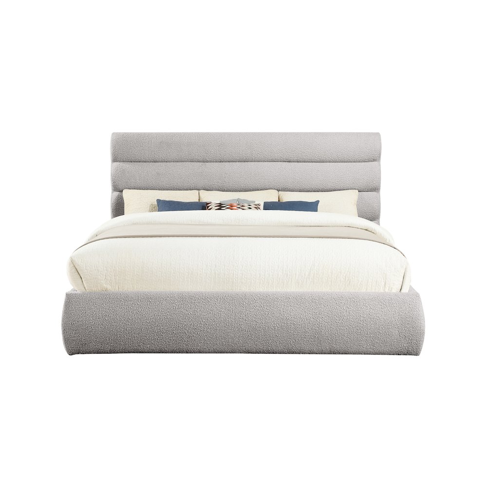 Adam Taupe Boucle Fabric King Bed. Picture 2