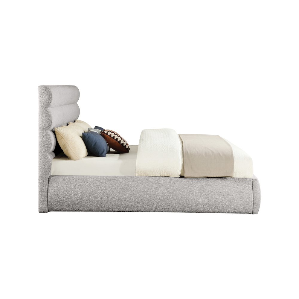 Adam Taupe Boucle Fabric King Bed. Picture 3