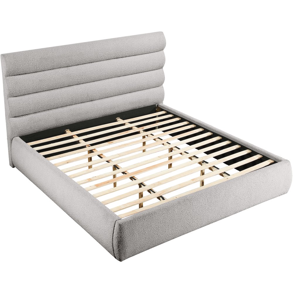 Adam Taupe Boucle Fabric King Bed. Picture 5