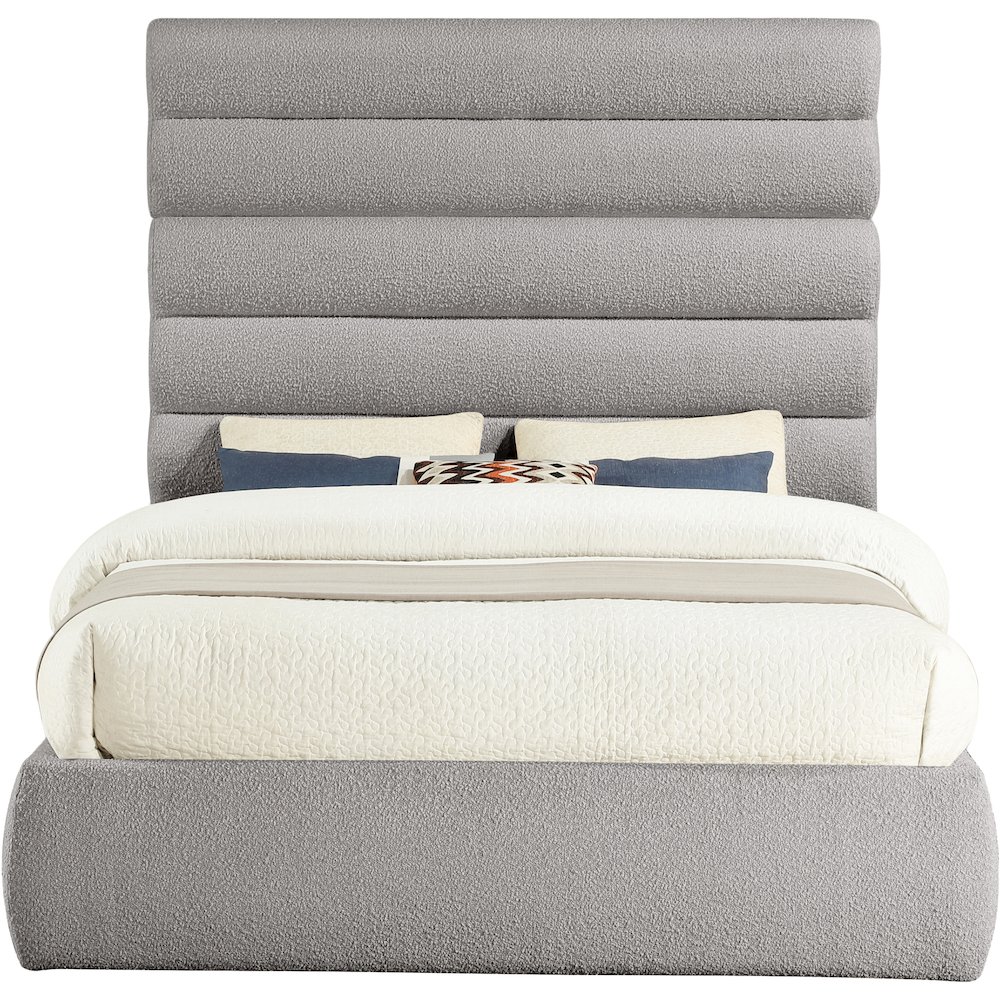 Adam Taupe Boucle Fabric Queen Bed. Picture 2