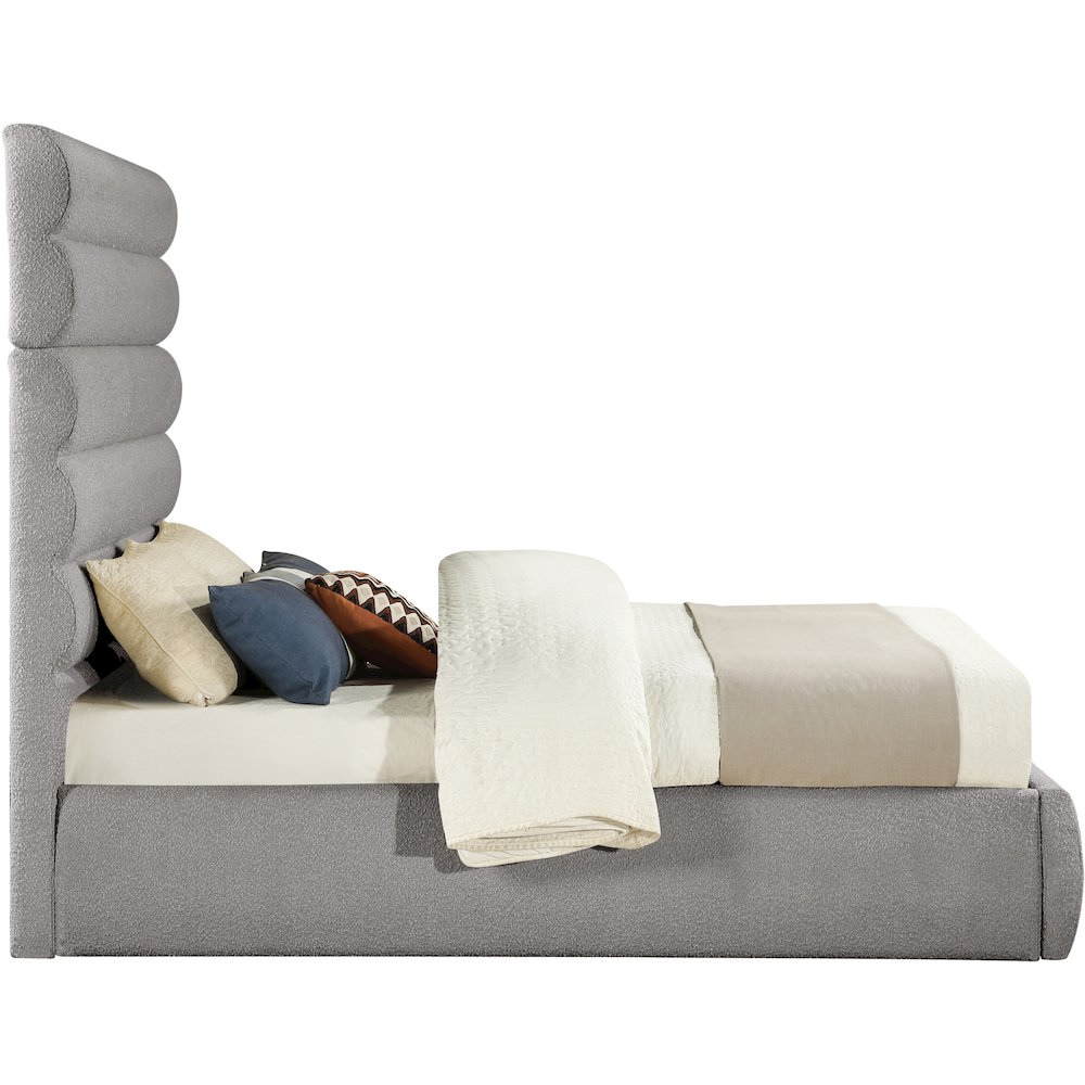Adam Taupe Boucle Fabric Queen Bed. Picture 3