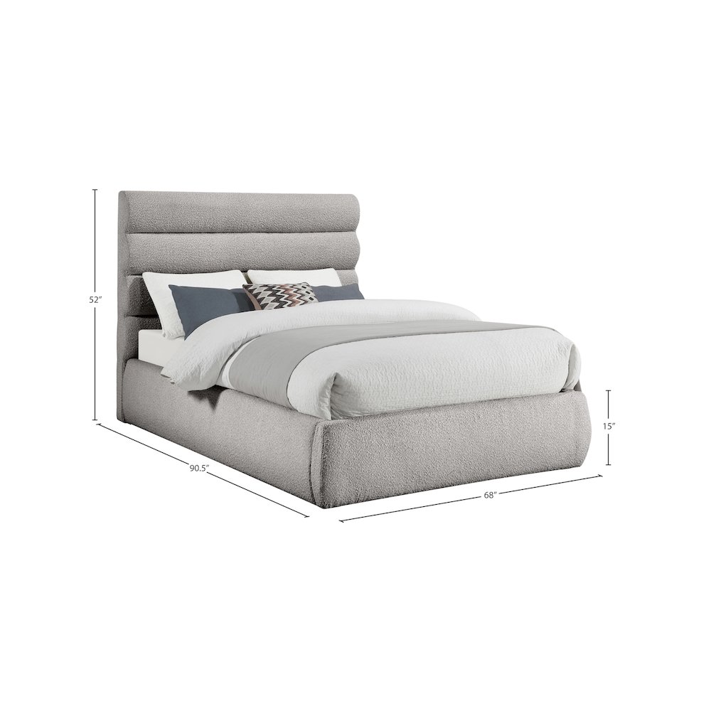 Adam Taupe Boucle Fabric Queen Bed. Picture 8