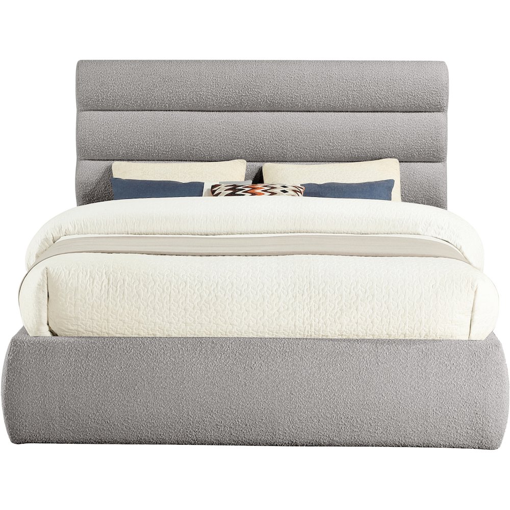 Adam Taupe Boucle Fabric Queen Bed. Picture 2