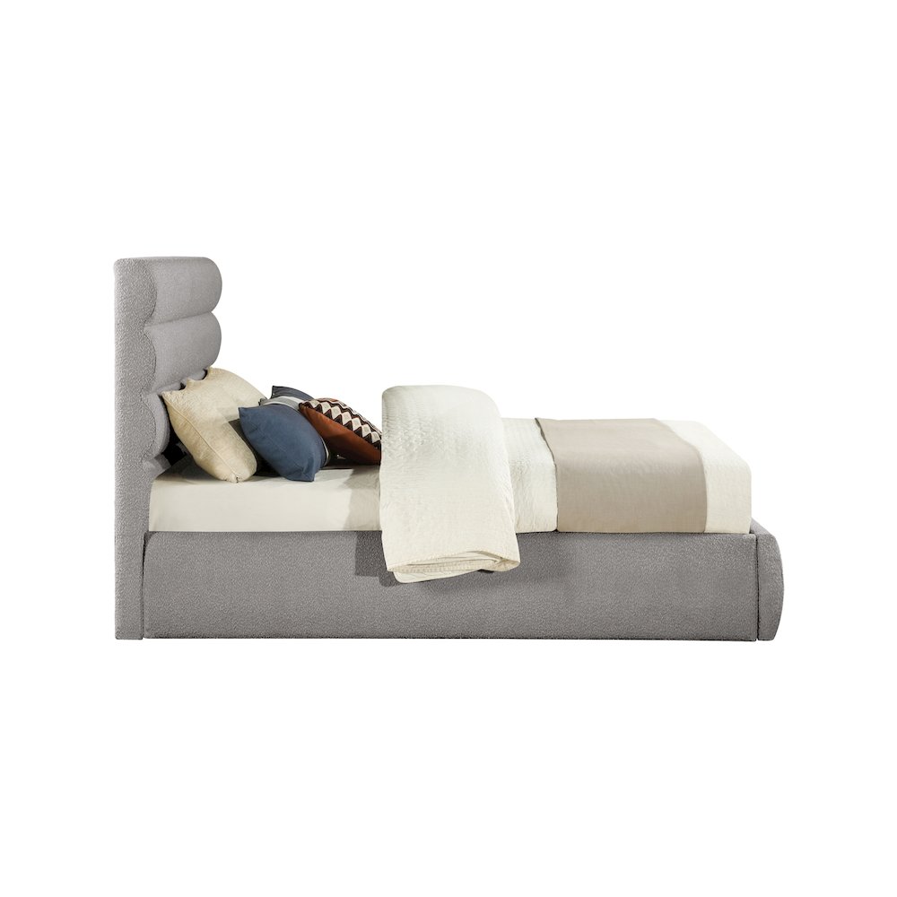 Adam Taupe Boucle Fabric Queen Bed. Picture 3