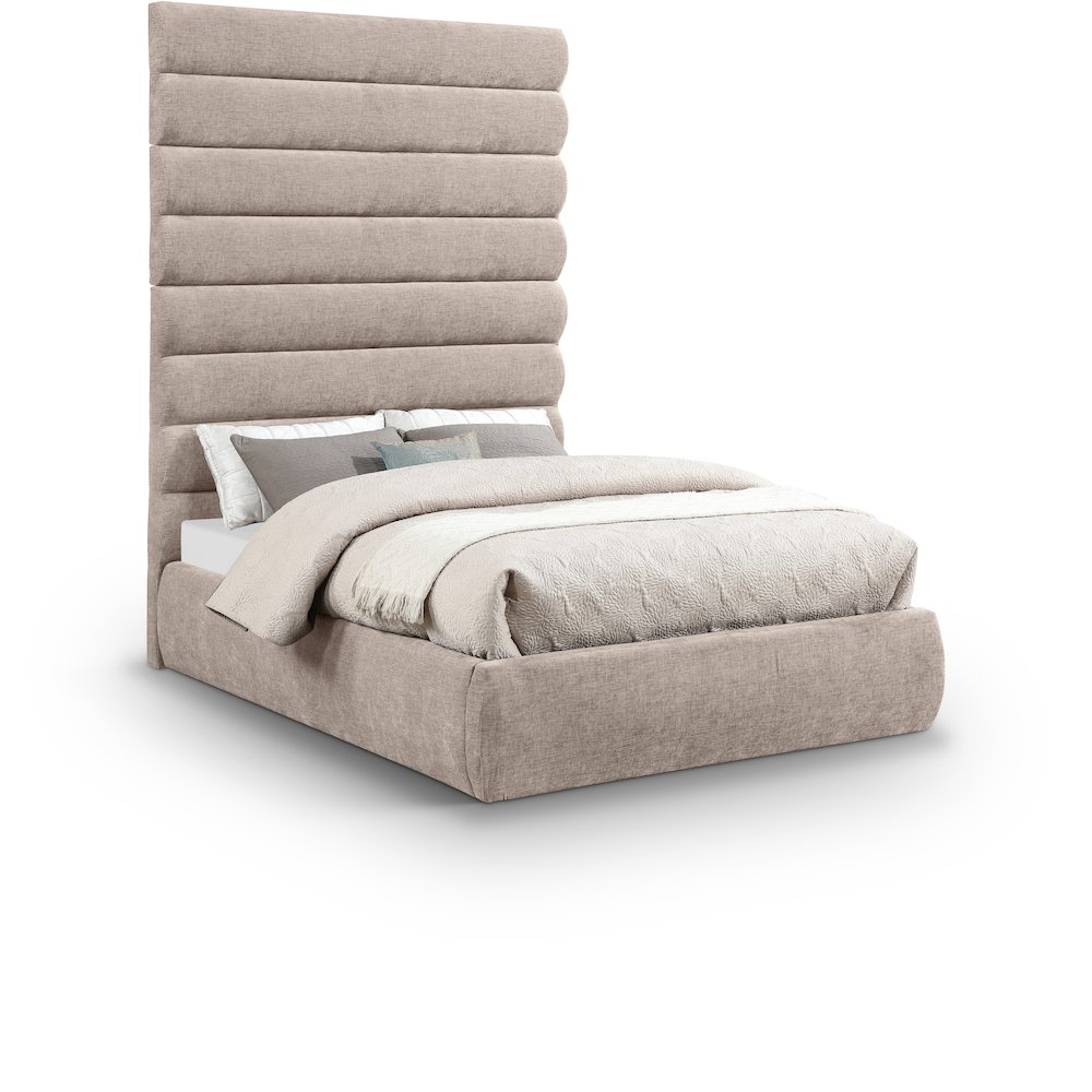 Adam Beige Chenille Fabric Full Bed. Picture 1