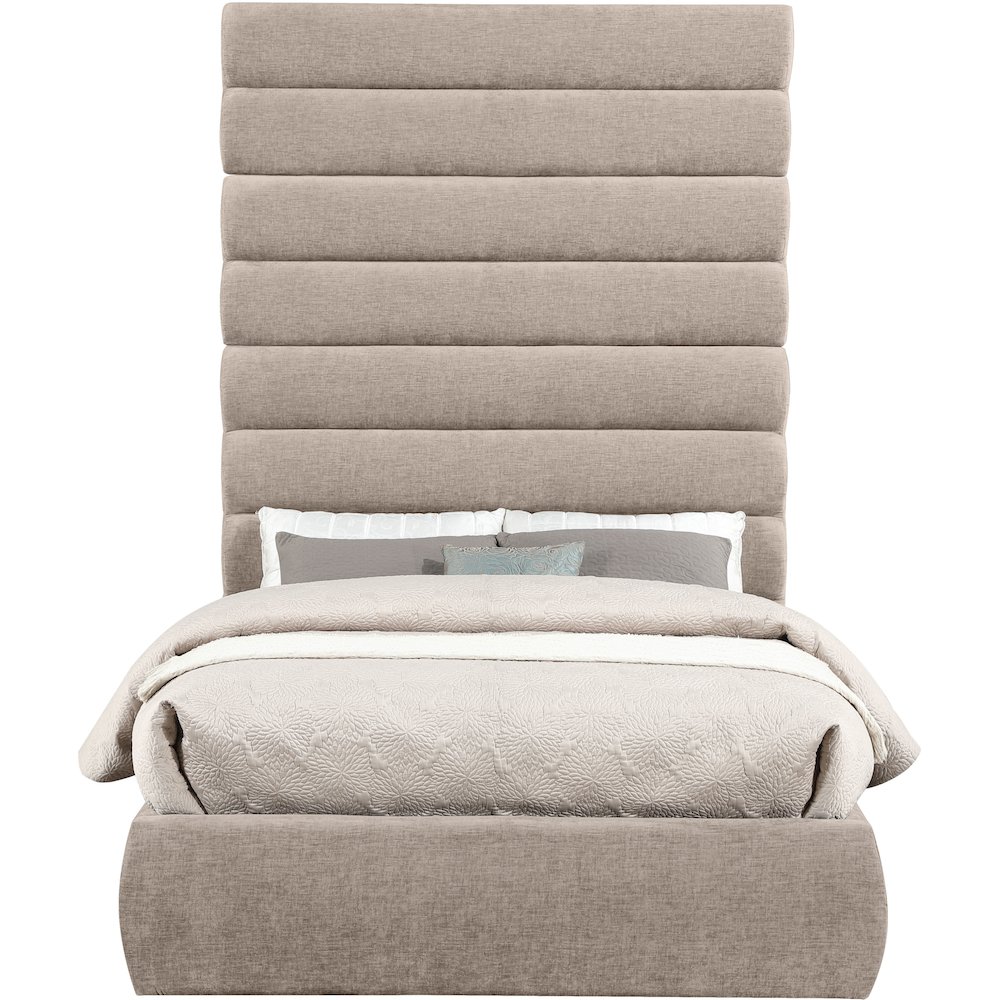 Adam Beige Chenille Fabric Full Bed. Picture 2