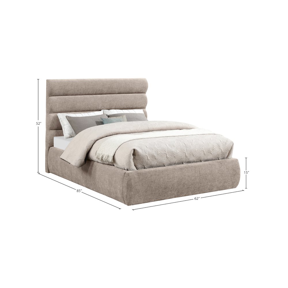 Adam Beige Chenille Fabric Full Bed. Picture 8