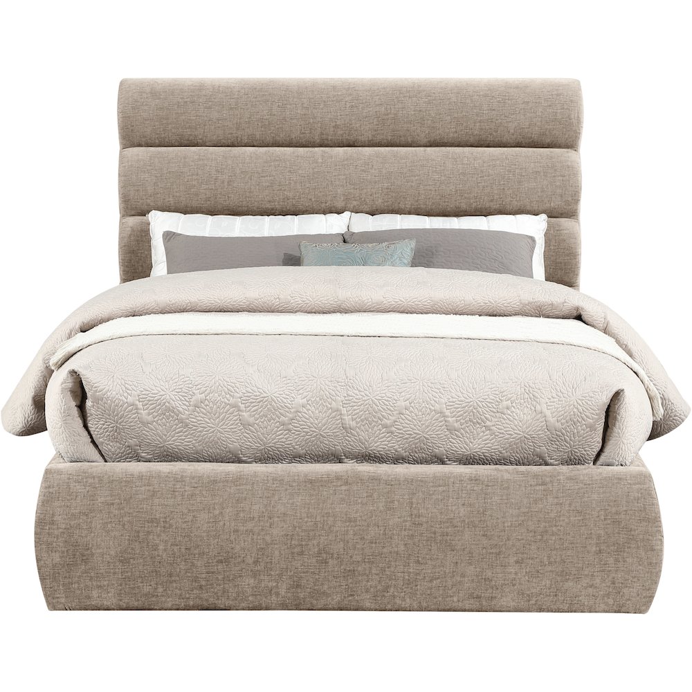 Adam Beige Chenille Fabric Full Bed. Picture 2