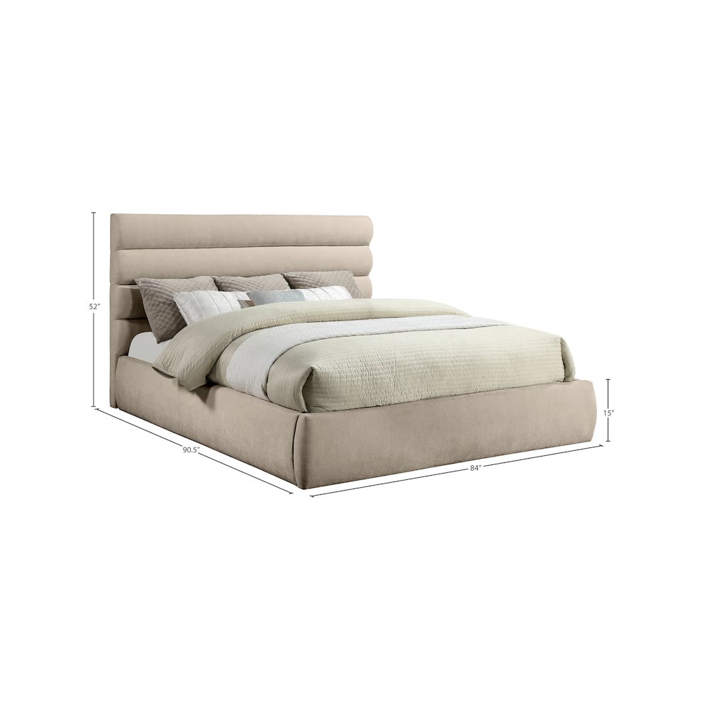 Adam Beige Chenille Fabric King Bed. Picture 8