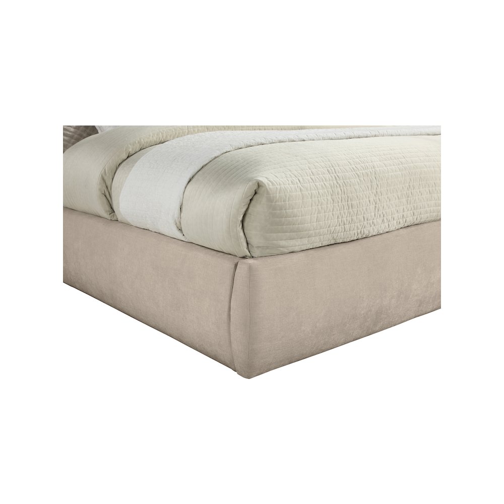 Adam Beige Chenille Fabric King Bed. Picture 5
