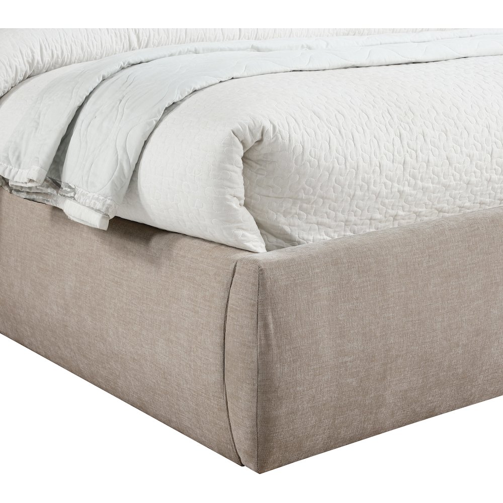 Adam Beige Chenille Fabric Queen Bed. Picture 5