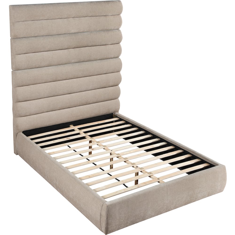 Adam Beige Chenille Fabric Queen Bed. Picture 6