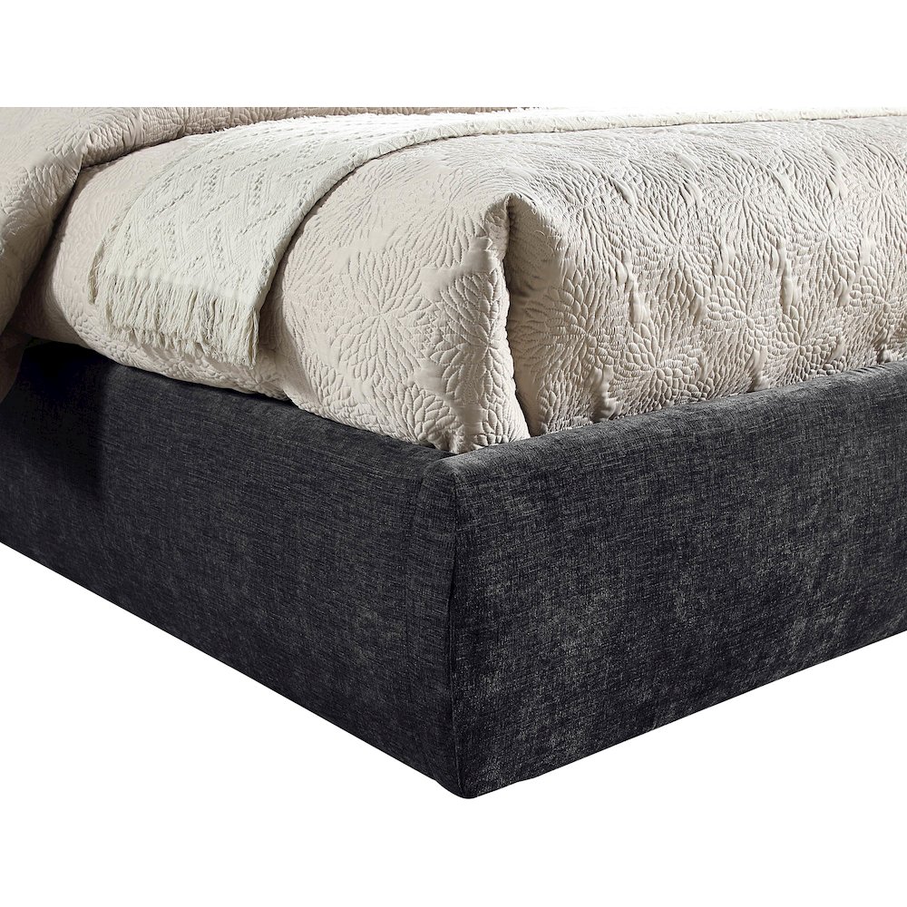 Adam Black Chenille Fabric Full Bed. Picture 5