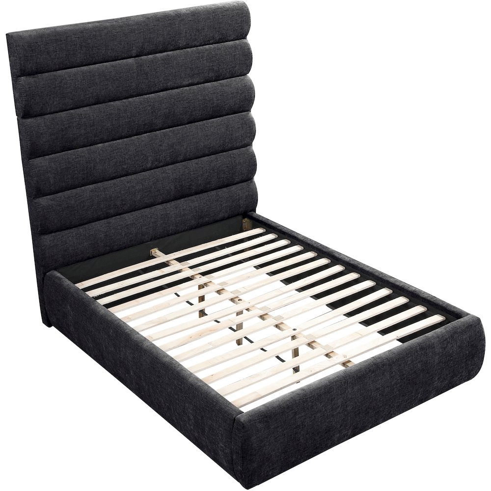 Adam Black Chenille Fabric Full Bed. Picture 6