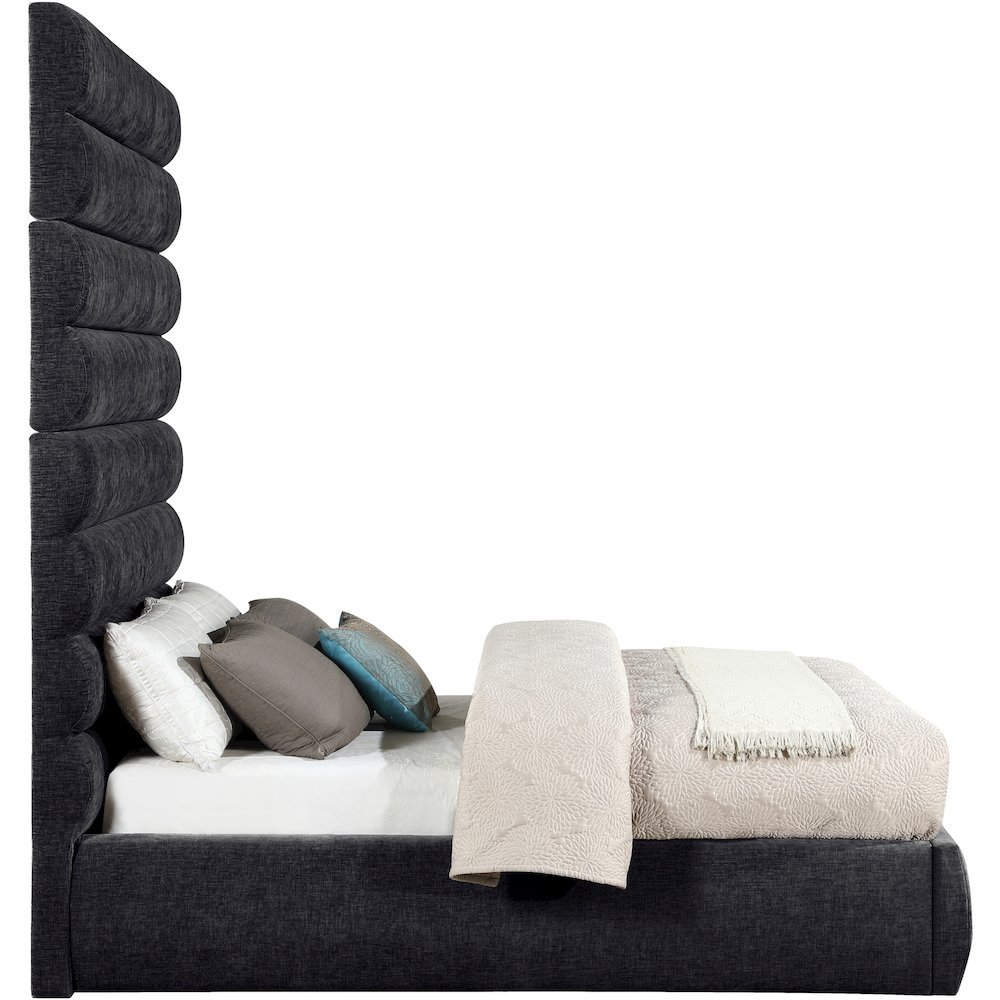 Adam Black Chenille Fabric Full Bed. Picture 3