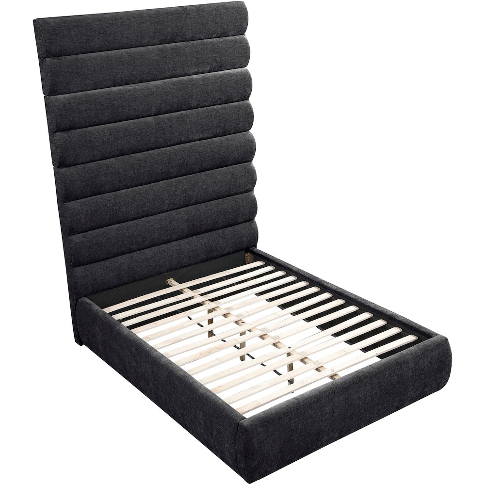 Adam Black Chenille Fabric Full Bed. Picture 6