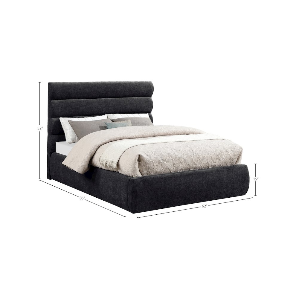 Adam Black Chenille Fabric Full Bed. Picture 8