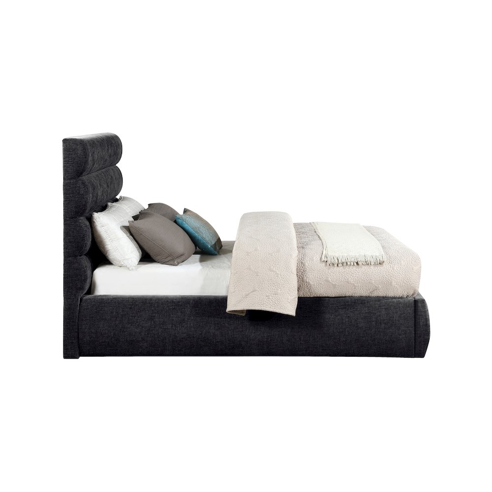 Adam Black Chenille Fabric Full Bed. Picture 3