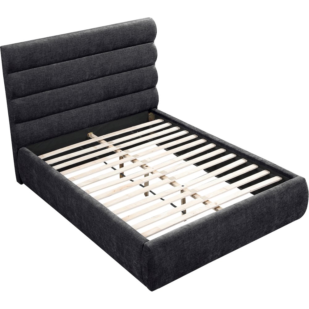 Adam Black Chenille Fabric Full Bed. Picture 6