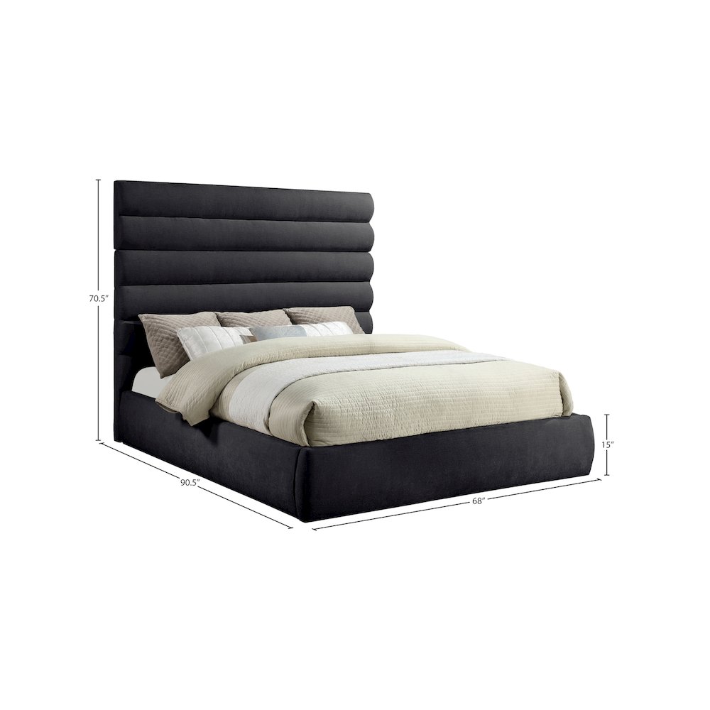 Adam Black Chenille Fabric King Bed. Picture 8