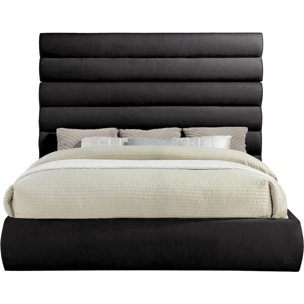 Adam Black Chenille Fabric King Bed. Picture 2