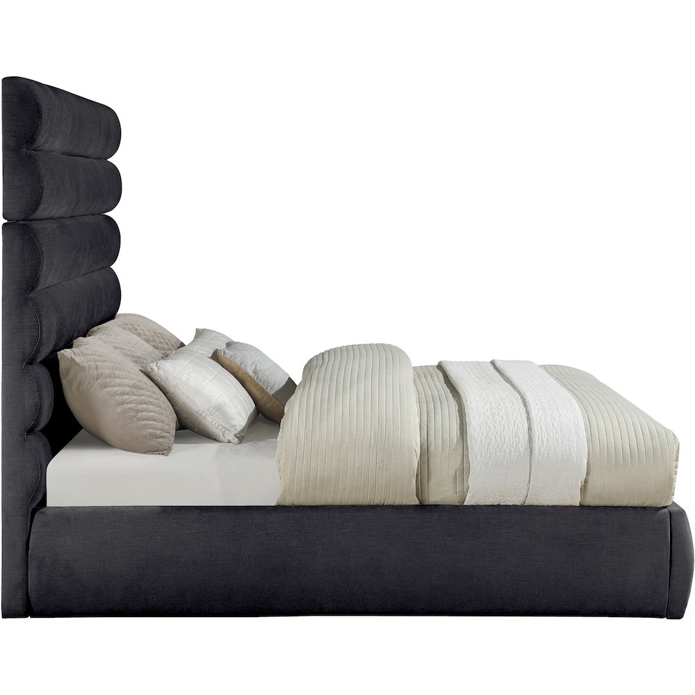 Adam Black Chenille Fabric King Bed. Picture 3