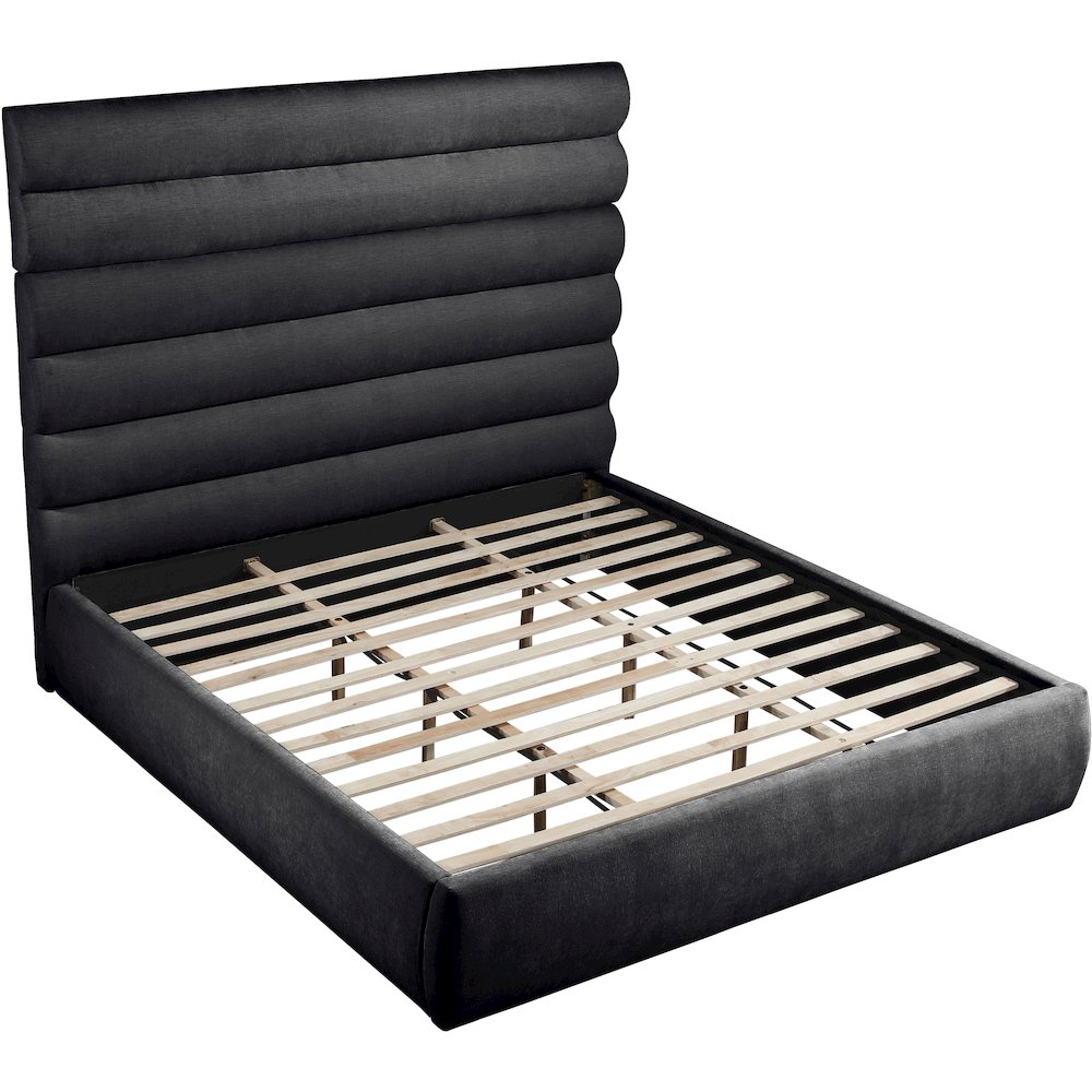 Adam Black Chenille Fabric King Bed. Picture 6