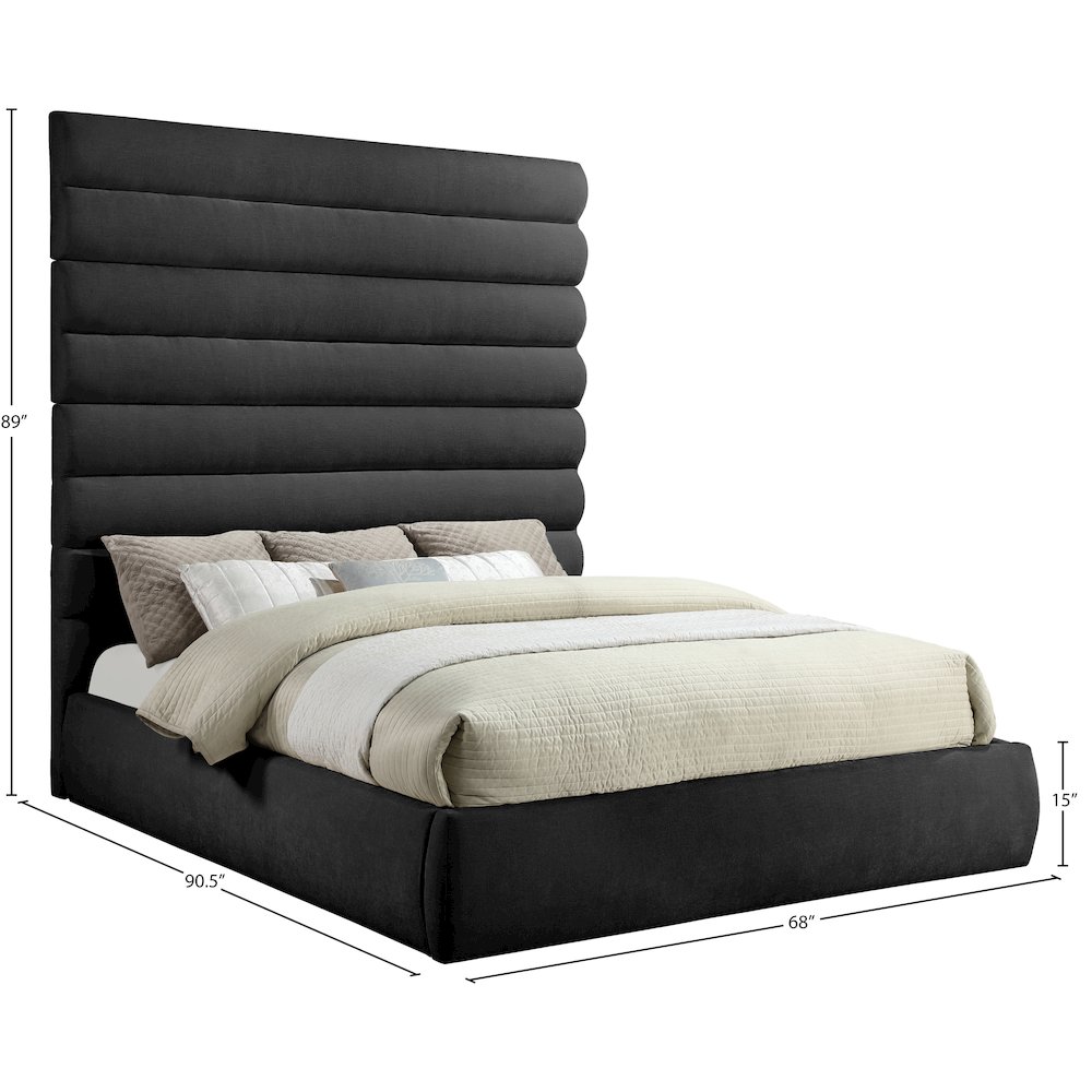 Adam Black Chenille Fabric King Bed. Picture 8