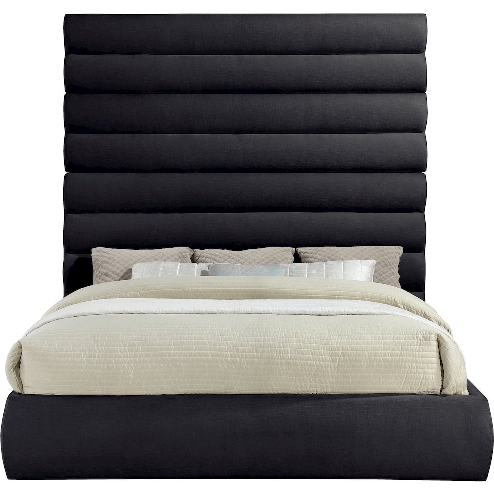 Adam Black Chenille Fabric King Bed. Picture 2