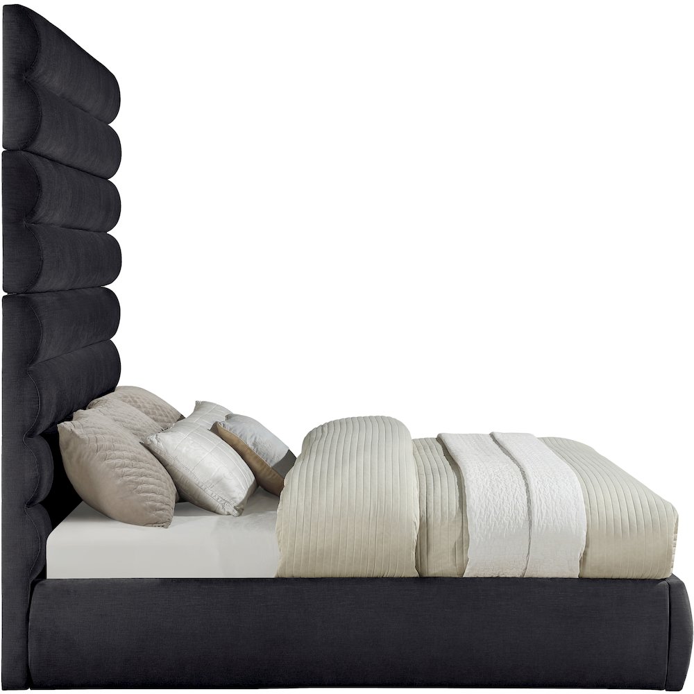 Adam Black Chenille Fabric King Bed. Picture 3