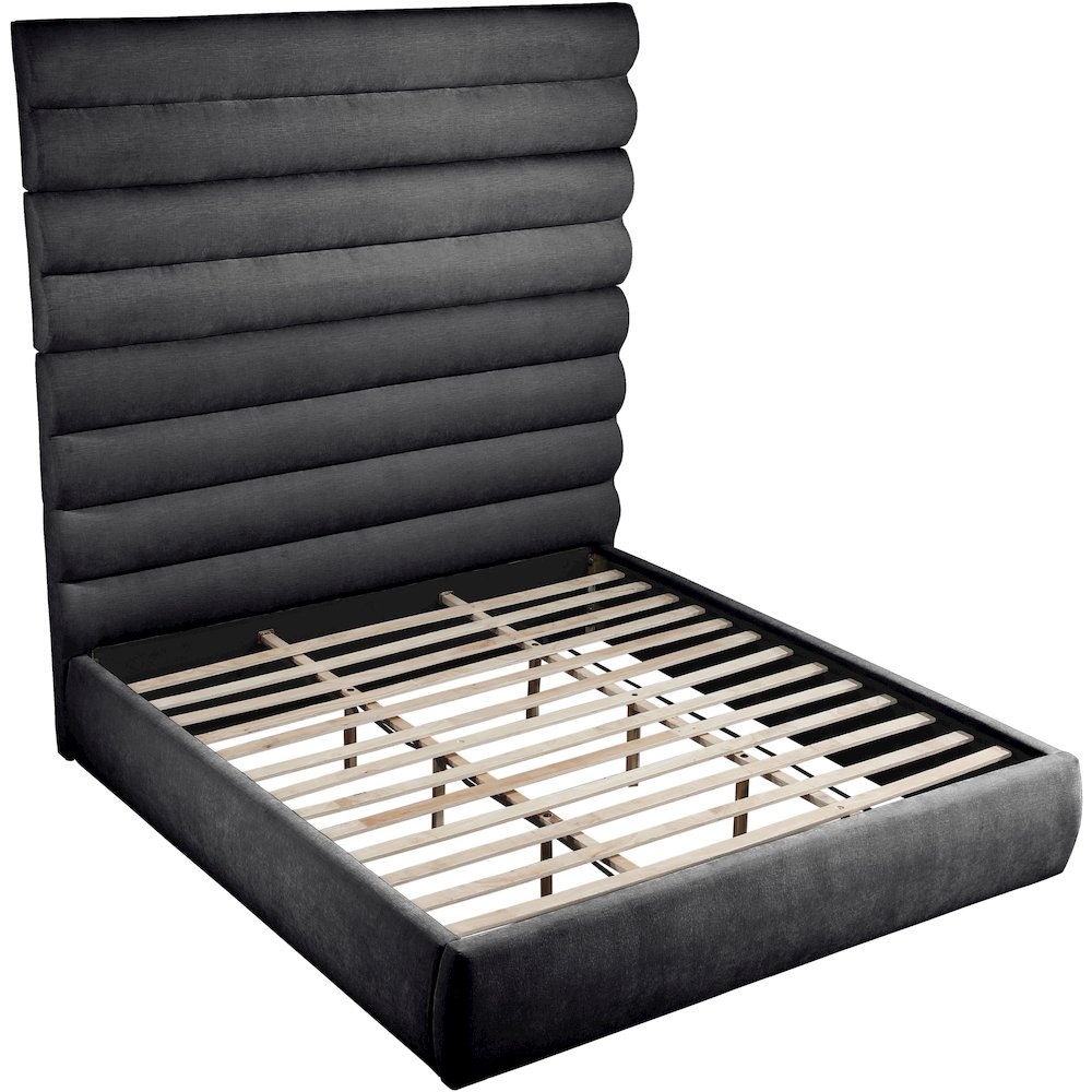 Adam Black Chenille Fabric King Bed. Picture 6