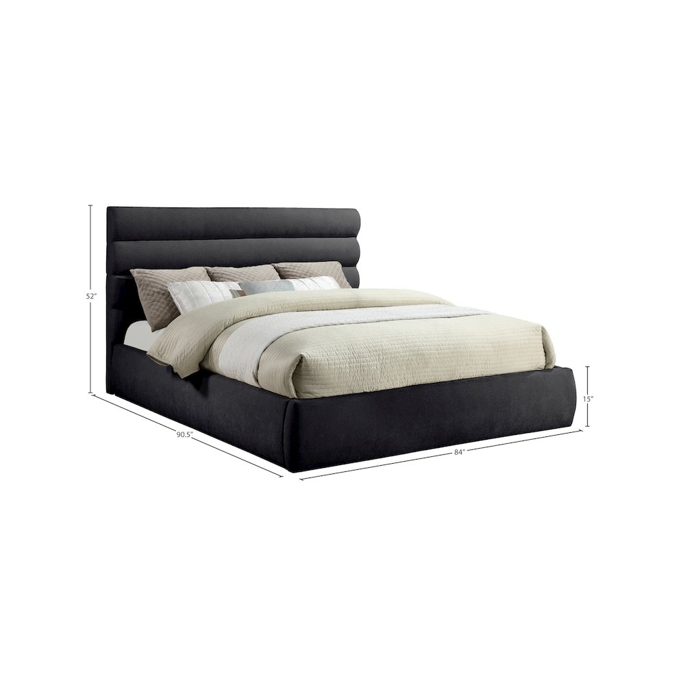 Adam Black Chenille Fabric King Bed. Picture 8