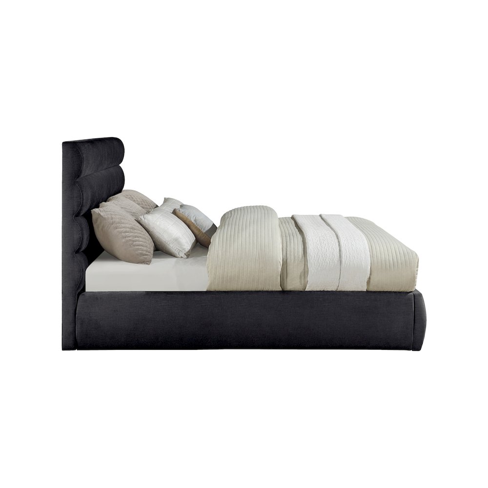 Adam Black Chenille Fabric King Bed. Picture 3