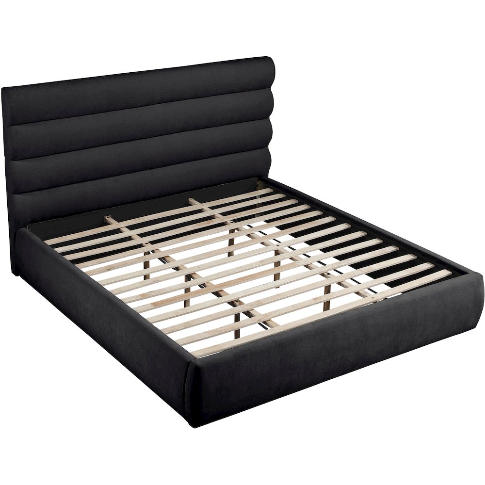Adam Black Chenille Fabric King Bed. Picture 6