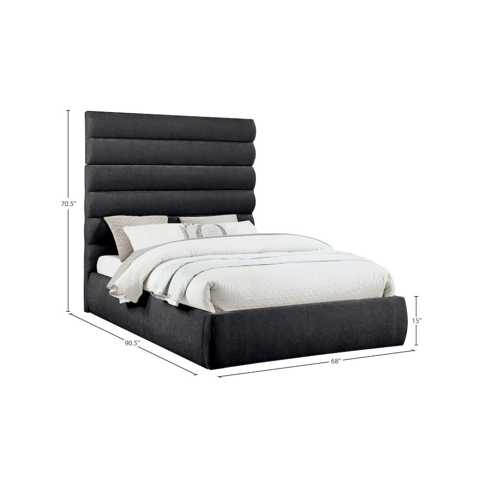 Adam Black Chenille Fabric Queen Bed. Picture 8