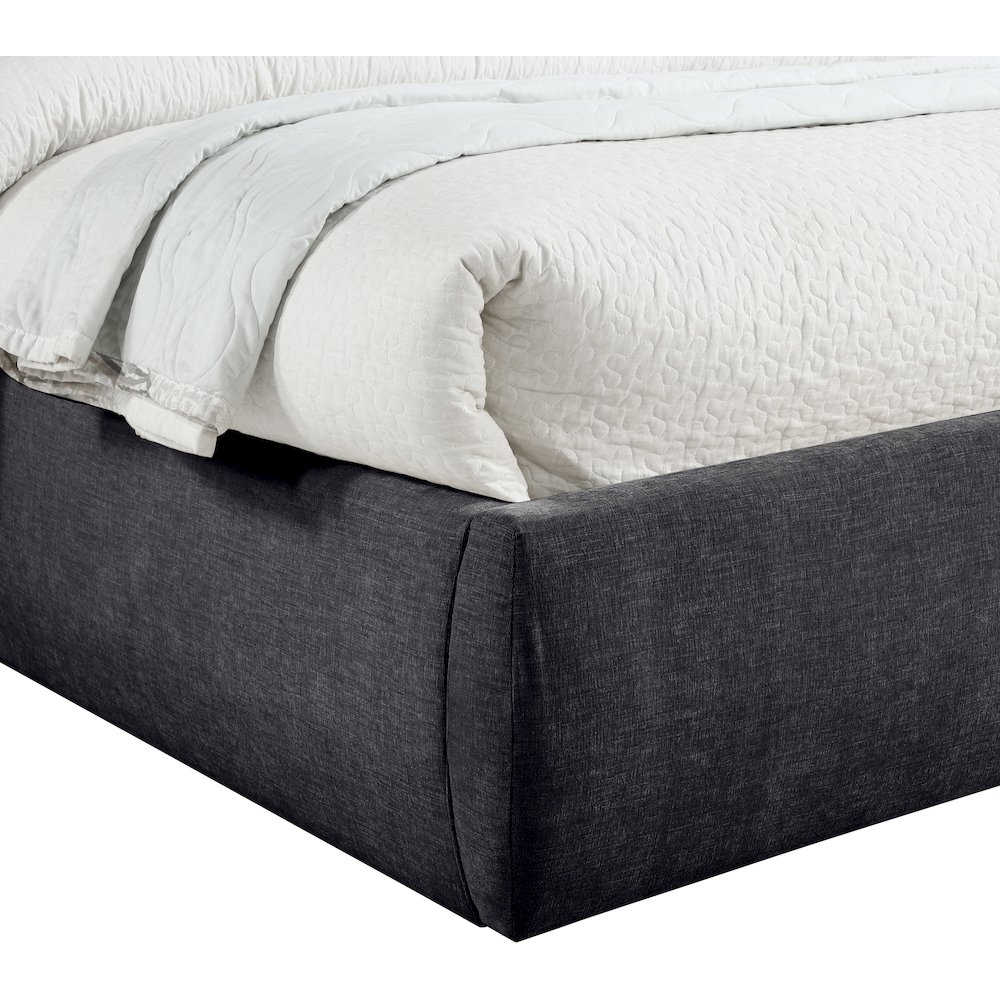 Adam Black Chenille Fabric Queen Bed. Picture 5