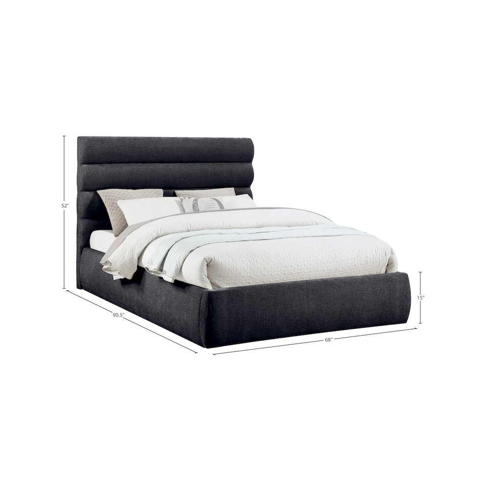 Adam Black Chenille Fabric Queen Bed. Picture 8