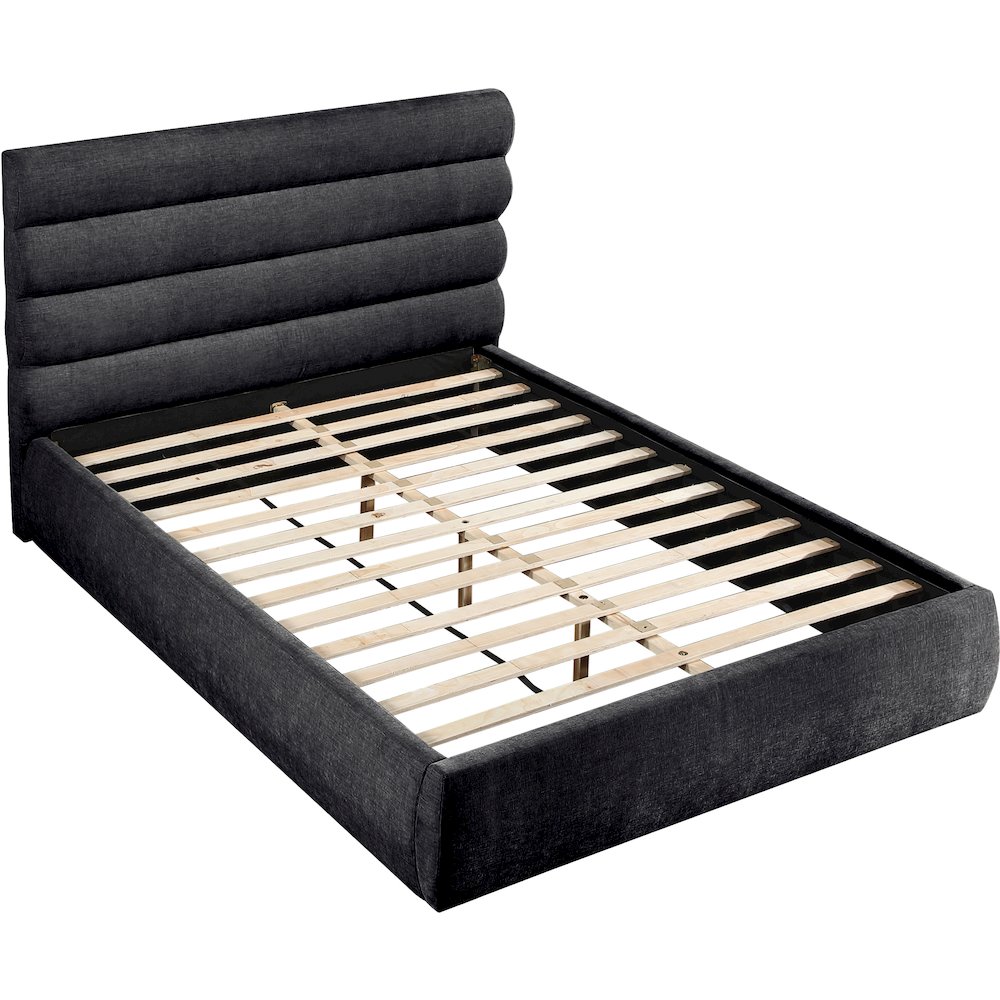Adam Black Chenille Fabric Queen Bed. Picture 6