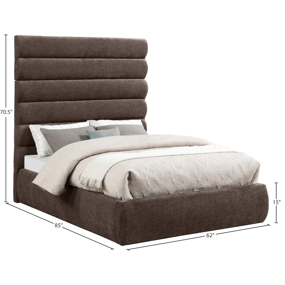 Adam Brown Chenille Fabric Full Bed. Picture 8