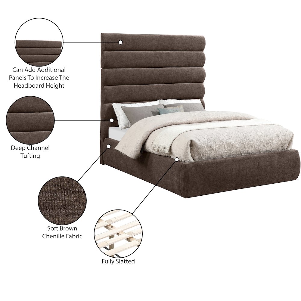 Adam Brown Chenille Fabric Full Bed. Picture 9