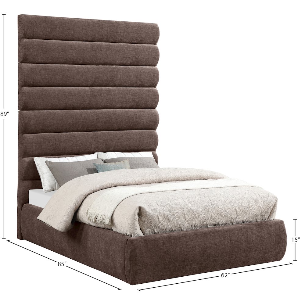 Adam Brown Chenille Fabric Full Bed. Picture 8