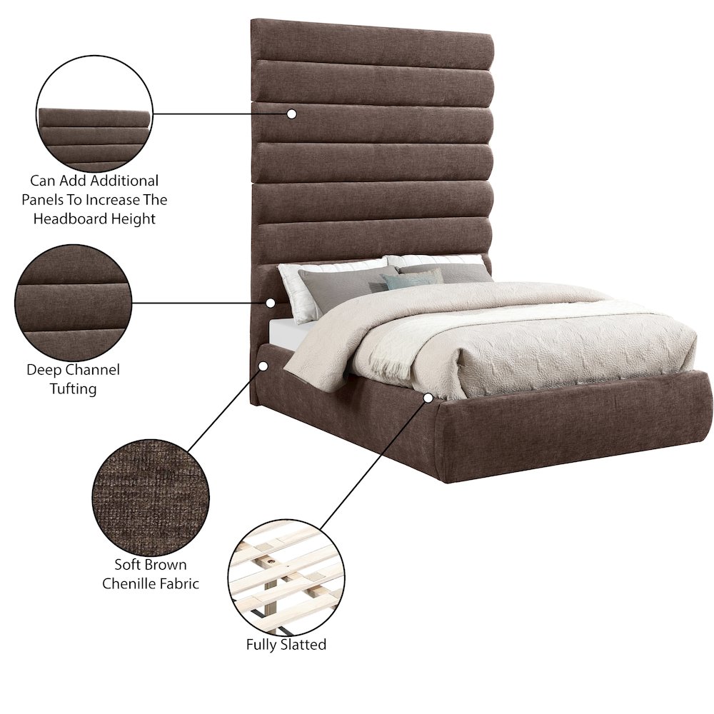Adam Brown Chenille Fabric Full Bed. Picture 9